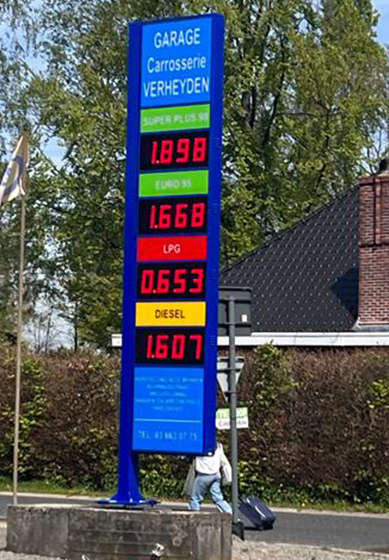 prijsbord petrol